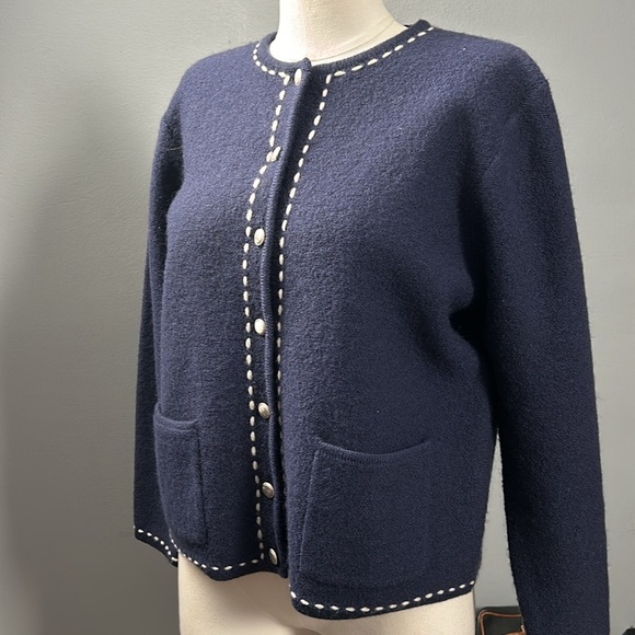 Karen Scott Light Navy Blue Tweed Style Cardigan size M sweater lady - Picture 4 of 16